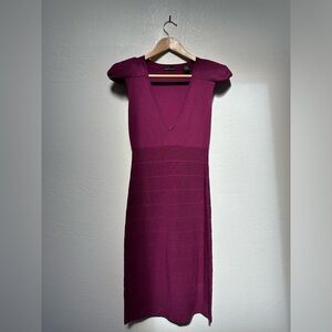 Vintage Silk Moda International Magenta Midi Bandage Bodycon Dress